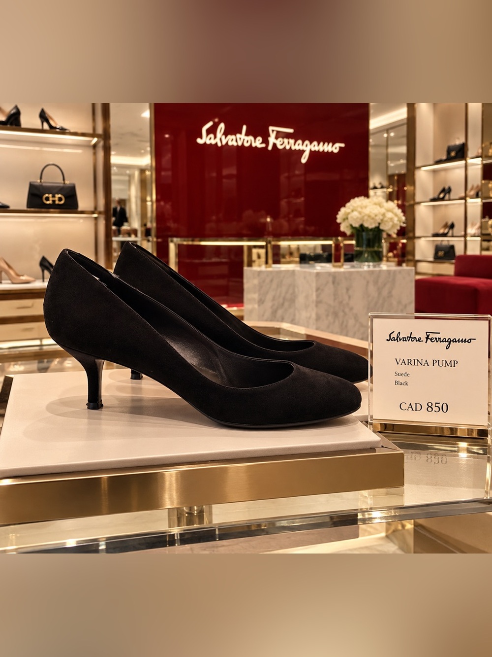 Salvatore Ferragamo Black Suede Kitten Heel Pumps New with box 10B